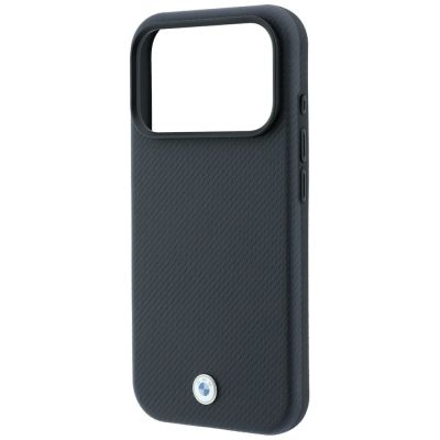 6. BMW Sign Kevlar Metal Logo MagSafe Case for iPhone 18 Pro Max / 17 Pro Max - Dark Gray