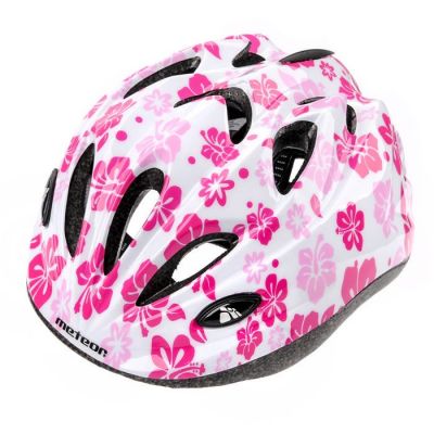 Meteor HB6-5 Junior 23246 White Floral Bike Helmet