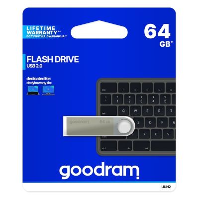3. GoodRam UUN2 UUN2-0640S0R11 pendrive (64GB; USB 2.0; silver color)