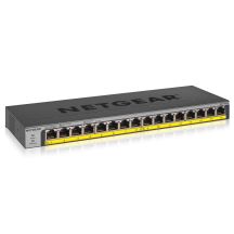 Netgear GS116LP-100EUS 16-Port PoE Switch, 76 W* (PoE+: 16 ports), Unmanaged Gigabit