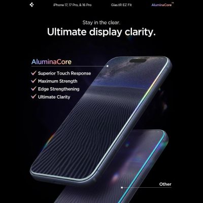 15. Spigen Glas.tR EZ Fit Tempered Glass for iPhone 16 Pro / 17 / 17 Pro - 2 pcs.