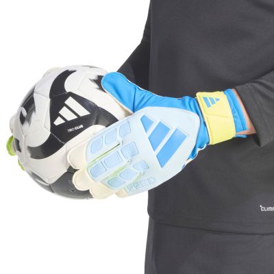 7. adidas Predator Training Goalkeeper Gloves White, Yellow, and Blue KA7786