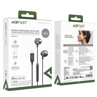 7. Acefast L1 in-ear headphones with Lightning connector, microphone and remote control 1.2 m - black