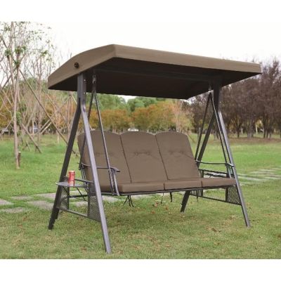2. GARDEN AND BALCONY PATIO SWING 3 SEATS BROWN