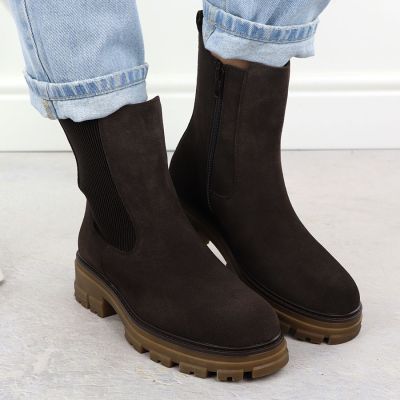 7. Women's Chocolate Brown Leather Chelsea Boots Sergio Leone TR25733-S