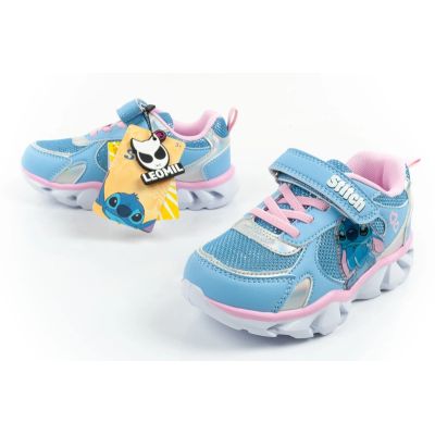 8. Leomil children's sports shoes sneakers Stitch light with velcro LED blue
