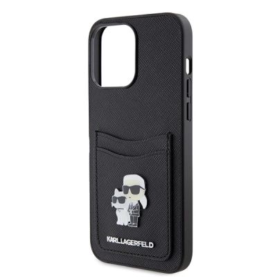 6. Karl Lagerfeld KLHCP15XSAPKCNPK iPhone 15 Pro Max 6.7" black/black hardcase Saffiano Cardslot KC Metal Pin