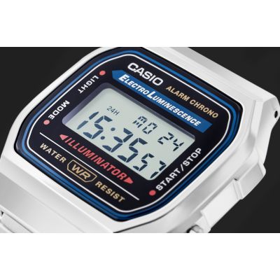 4. Casio A168WA Unisex Digital Watch with Stainless Steel Bracelet, Silver