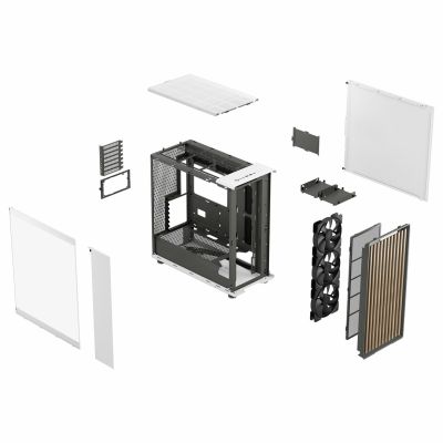 16. Fractal Design North XL Midi Chalk TG Clear Case (White, Transparent Side)