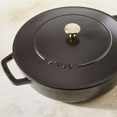 7. STAUB 40511-472-0 Deep Frying Pan with Lid - Black 28 cm