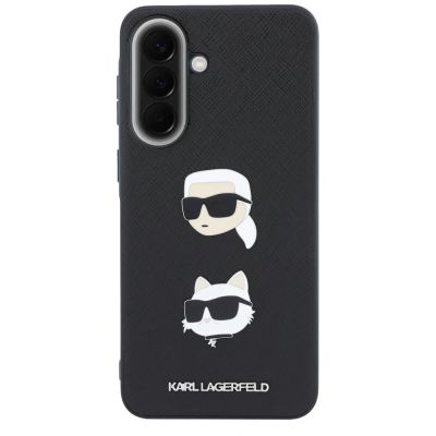 3. Karl Lagerfeld Case with Karl&Choupette Heads Pins&Logo for Samsung Galaxy A37 5G - Black