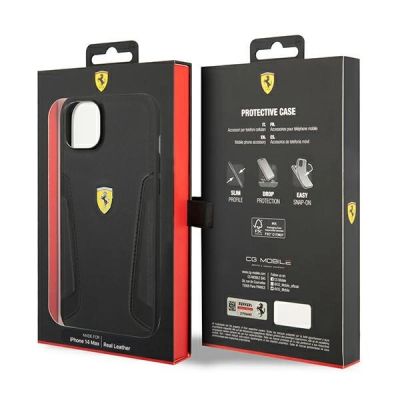 8. Ferrari FEHCP14MRBUK iPhone 14 Plus 6.7" black/black hardcase Leather Stamp Sides