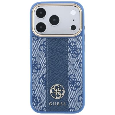 3. Guess 4G with Stripe Round and Classic Logos MagSafe Case for iPhone 17 Pro / 18 Pro - Blue