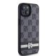 4. DKNY Leather Checkered Mono Pattern & Printed Stripes Case for iPhone 15 Plus / 14 Plus - Black