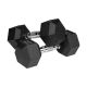 3. HEX 2x9 kg rubber-coated cast iron dumbbells REBEL ACTIVE