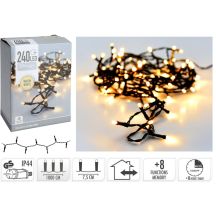 CHRISTMAS TREE LIGHTS LIGHT CHAIN 240 LED TIMER WARM WHITE