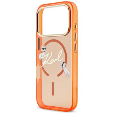 6. Karl Lagerfeld IML Choupettes Karl Script Logo MagSafe Case for iPhone 17 Pro - Orange