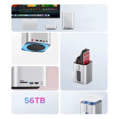 10. Orico MiniTower Docking Station with Hard Drive Bays for up to 56TB - Silver