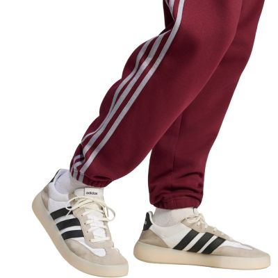 5. Men's adidas Essentials 3-Stripes Fleece Tapered Cuffed Pants Burgundy KY4134