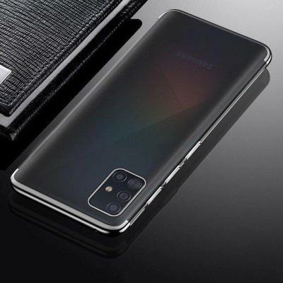 4. Clear Color Case Gel TPU Electroplating frame Cover for Samsung Galaxy A72 4G black