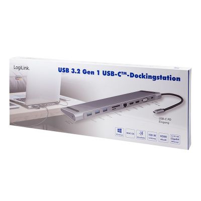 9. LogiLink UA0373 - Wired - USB 3.2 Gen 1 (3.1 Gen 1) Type-C - 100 W - 3.5 mm - 10,100,1000 Mbit/s - Aluminum
