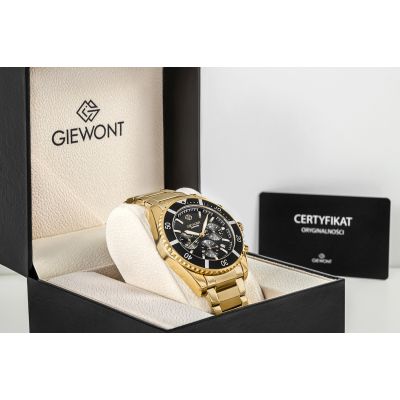 7. Men's Watch Giewont Chronograph Sapphire Gold Black GW3970-B7