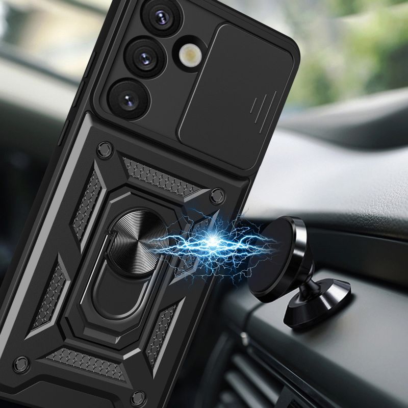 3. Hybrid Armor Camshield Case with Stand and Camera Cover for Infinix Note 50 Pro 4G - Black