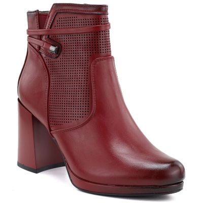 6. Women's insulated high-heeled ankle boots, red, Jezzi FAF125B-2