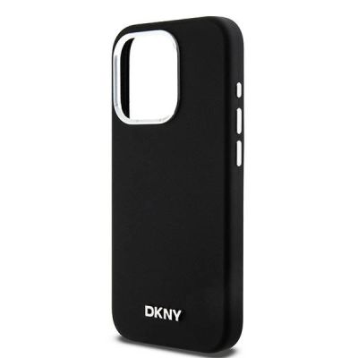 6. DKNY Liquid Silicone Small Metal Logo MagSafe Case for iPhone 14 Pro - Black
