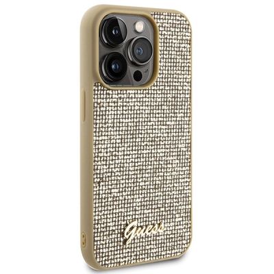 4. Guess Disco Metal Script case for iPhone 15 Pro - gold