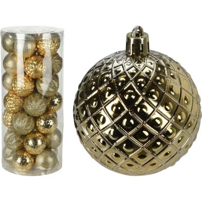 42. DECORATIVE PLASTIC BALL 6CM SET 35 GOLD