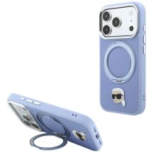 Karl Lagerfeld with Ring Stand 360 Karl Head Pin MagSafe Case for iPhone 18 Pro / 17 Pro - Light Blue