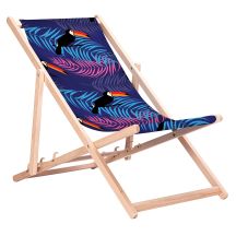 GREENBLUE CLASSIC BEECH DECK CHAIR WITH TOUCAN PRINT PATTERN GB183 TOUCANS
