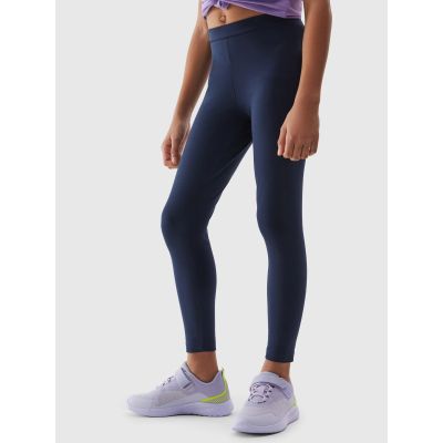 3. Girls' elastic cotton leggings 4F Junior