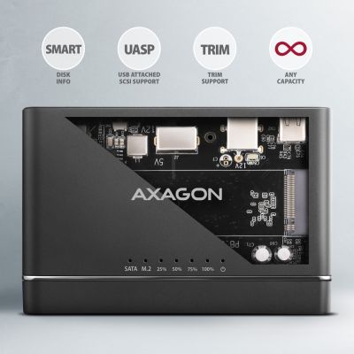 7. Axagon ADSA-CC USB-C 10Gbps - NVMe M.2 SSD & SATA 2.5/3.5 SSD/HDD CLONE MASTER 2 - Digital/Daten - NVMe USB 3.2 Gen 2 (3.1 Gen 2) Type-C Black