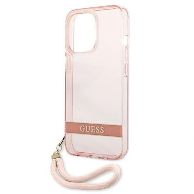 6. Guess Translucent Stap Case for iPhone 13 Pro Max - Pink