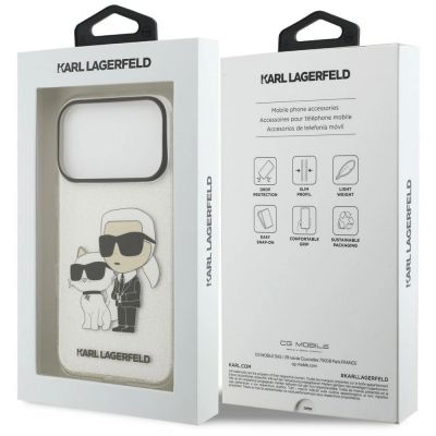 8. Karl Lagerfeld IML NFT Glitter Karl&Choupette Case for iPhone 18 Pro Max / 17 Pro Max - Transparent