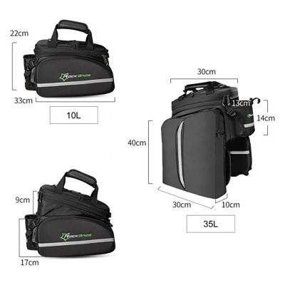 9. Rockbros A6-03BK bicycle bag for trunk 35 l with fold-out pockets - black