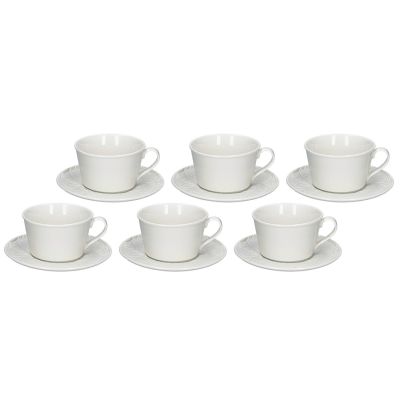 LA PORCELLANA BIANCA BOSCO Set of 6 Tea Cups with Saucers - White, 180 ml