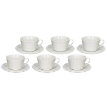 LA PORCELLANA BIANCA BOSCO Set of 6 Tea Cups with Saucers - White, 180 ml