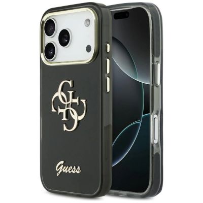 Guess IML 4G Script Metal case for iPhone 17 Pro Max - black