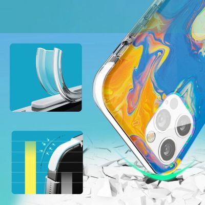6. Kingxbar Watercolor Series color case for iPhone 12 Pro Max yellowblue