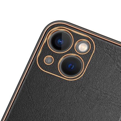 6. Dux Ducis Yolo iPhone 14 Plus case elegant faux leather cover black