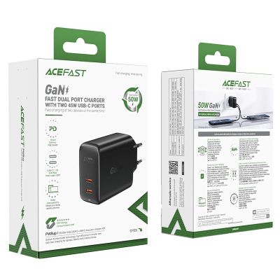 5. Acefast A29 PD50W GaN (USB-C + USB-C) dual port charger black