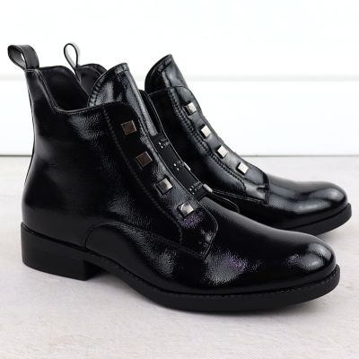3. Women's patent leather black ankle boots S.Barski HY52-527