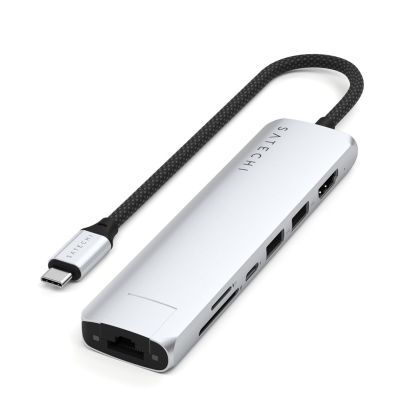 8. Satechi USB-C 7-in-1 Slim Multi Port Ethernet Adapter Silver