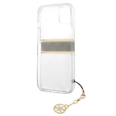 7. Guess GUHCP13SKB4GBR iPhone 13 mini 5.4" Transparent hardcase 4G Brown Strap Charm