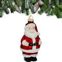MOLDED GLASS CHRISTMAS BAUBLE SANTA CLAUS SASKA GIFT & DECOR