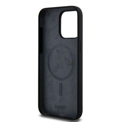 7. DKNY Liquid Silicone White Printed Logo MagSafe iPhone 13 Pro Max Case - Black