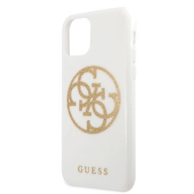 3. Guess GUHCN65TPUWHGLG iPhone 11 Pro Max white/white hard case Glitter 4G Circle Logo